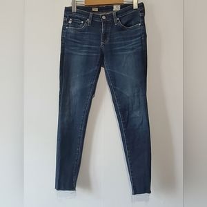 Adriano Goldschmied blue super skinny fit raw hem casual denim jeans, size 26R